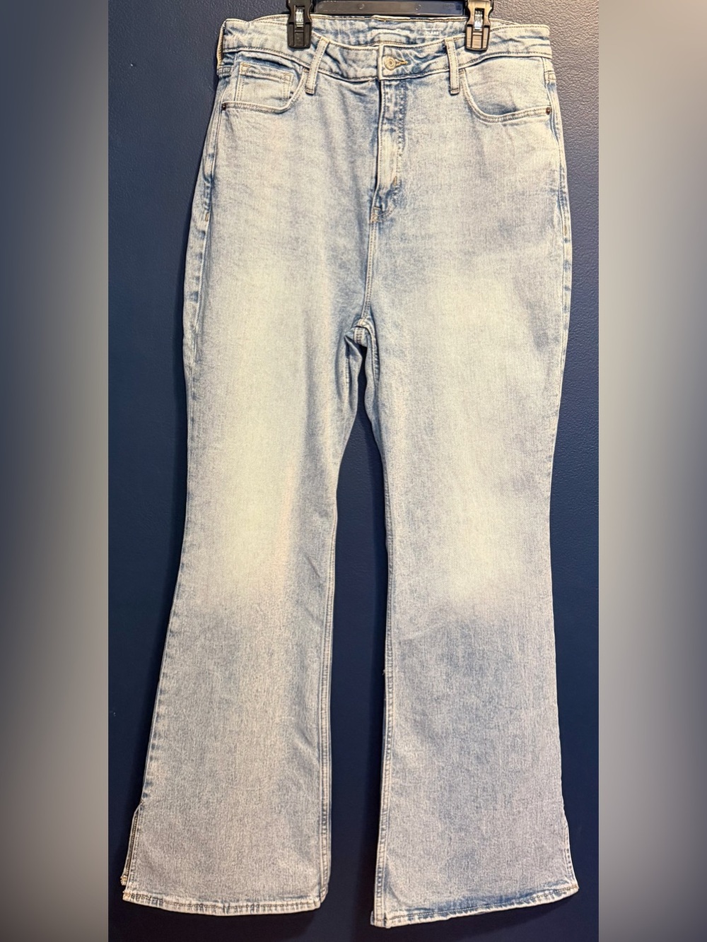 Higher High-Waisted Side-Slit Flare Jeans